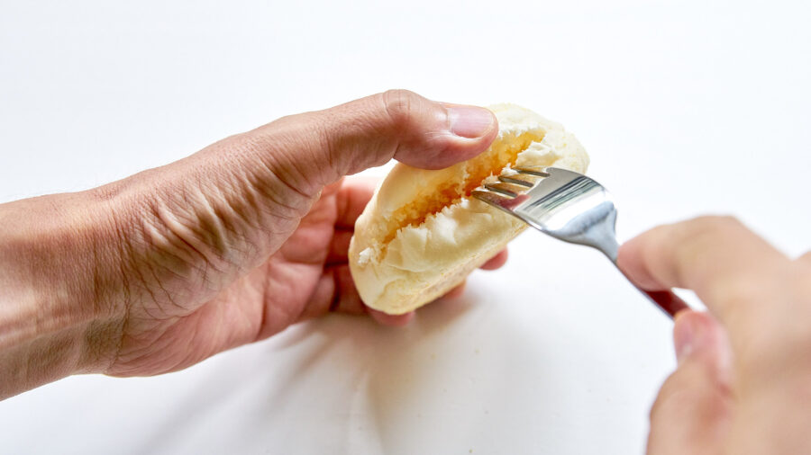 Split the English Muffins in half with a fork