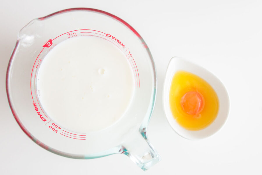 Egg whites and yogurt get mixed separately from the yolks and butter