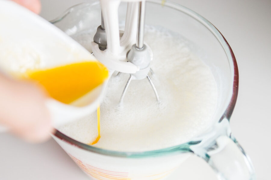 Add the butter and yolk mixture to the yogurt mixture to make fluffy pancakes.