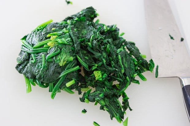 Chopped cooked spinach