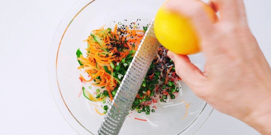 Meyer lemon zest livens up kani salad.