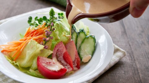 Wafu literally means "Japanese-style" and this creamy sesame wafu dressing is a classic at Japanese restaurants in the US.