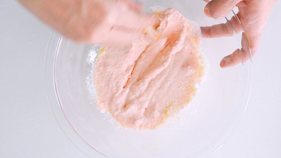 Separating Mentaiko roe from the membrane.