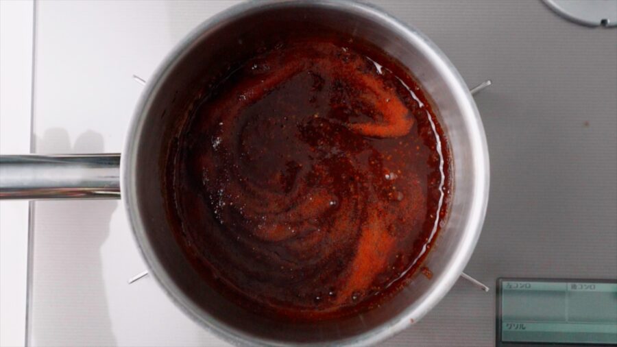 Pot of Katsu Sauce for Wagyu Katsu Sandwich.