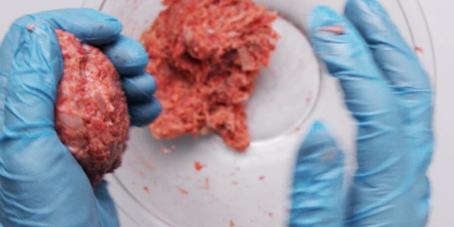 Shaping Japanese Hamburger Steaks between two hands.