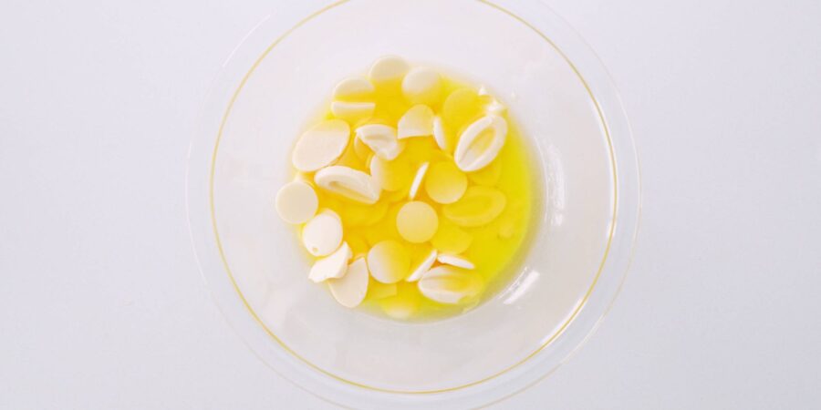 Melted butter and white chocolate.