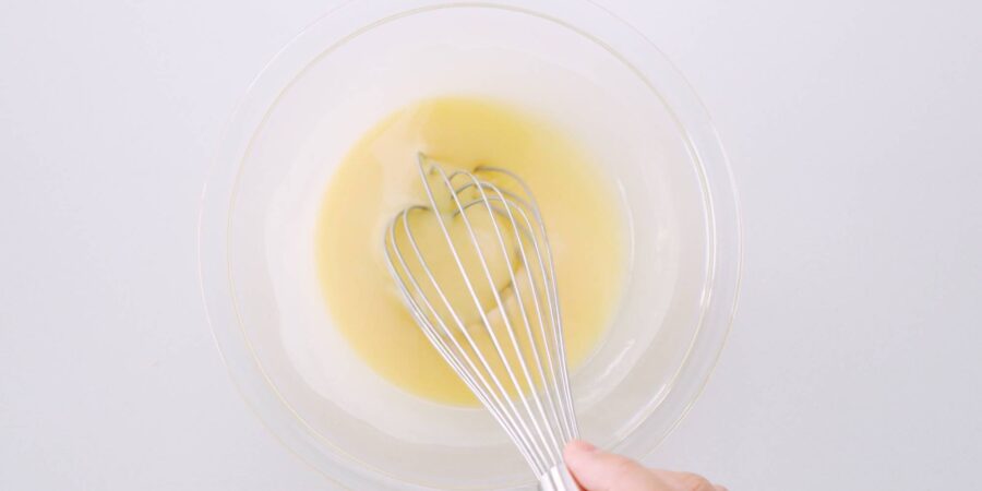 Melted butter and white chocolate whisked together.