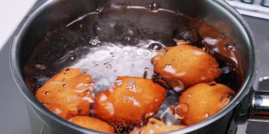 Soft-boiling eggs for making ajitsuke tamago, or Japanese soft-boiled eggs.
