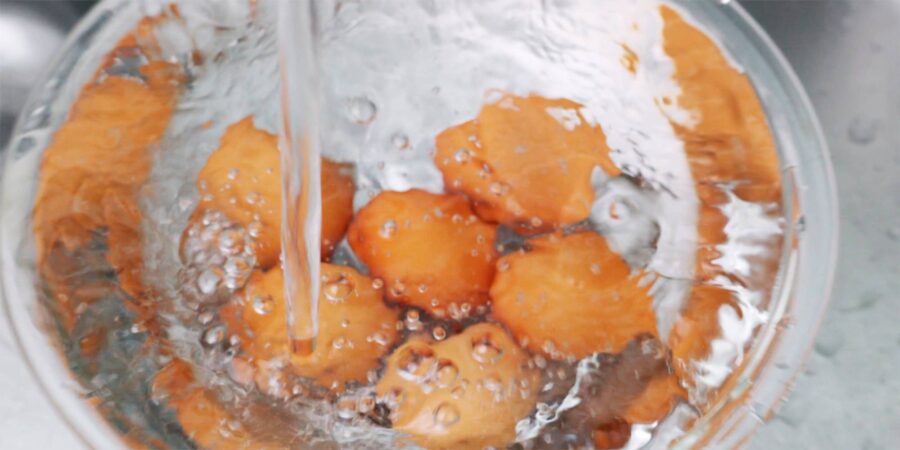 Chilling the soft-boiled eggs thoroughly in cold water makes them easier to peel.