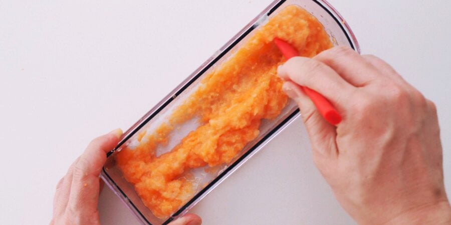 Mixing grated vegetable paste.