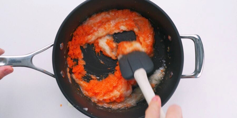 Grated onions, carrots, ginger and garlic make the base for Japanese curry.