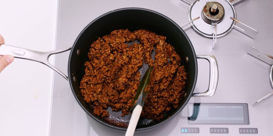 Browning ground beef for Japanese curry.