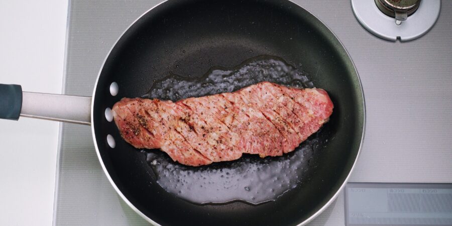 Pan fry the Chaliapin Steak in oil until browned on both sides.