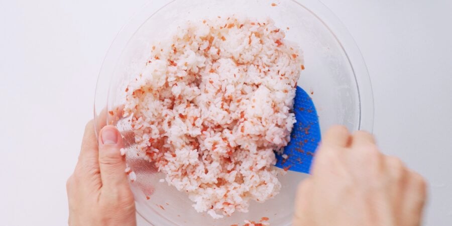 Rice with umeboshi mixed in for Chaliapin Steak Don.