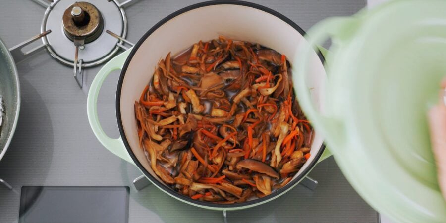 Takikomi gohan after being steamed.