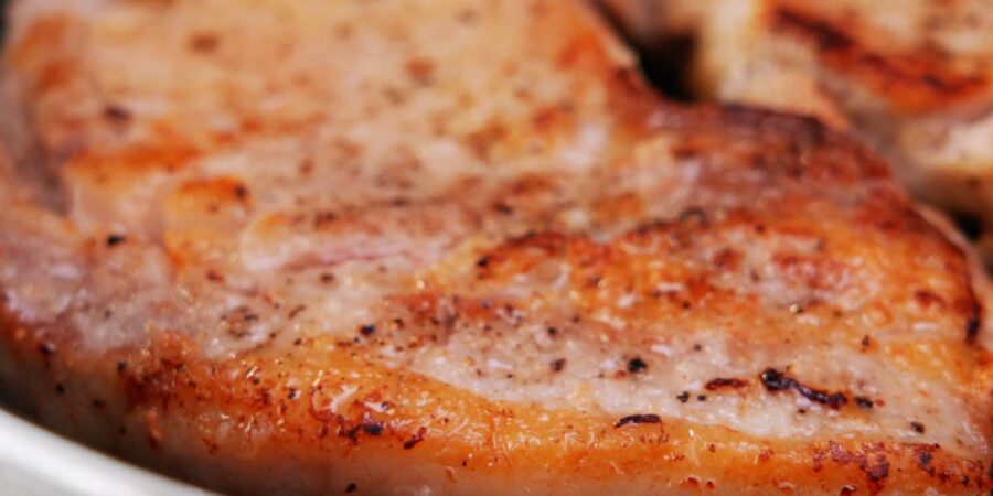 Pan-fried pork steak.