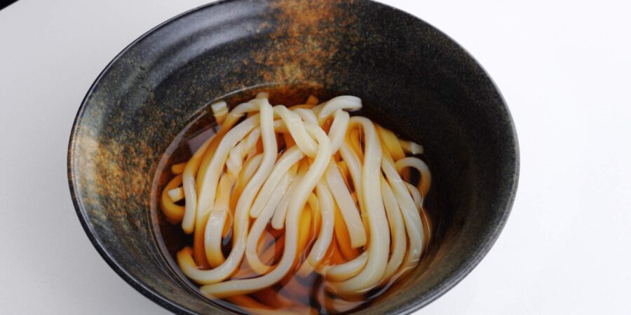 Udon noodles in broth.