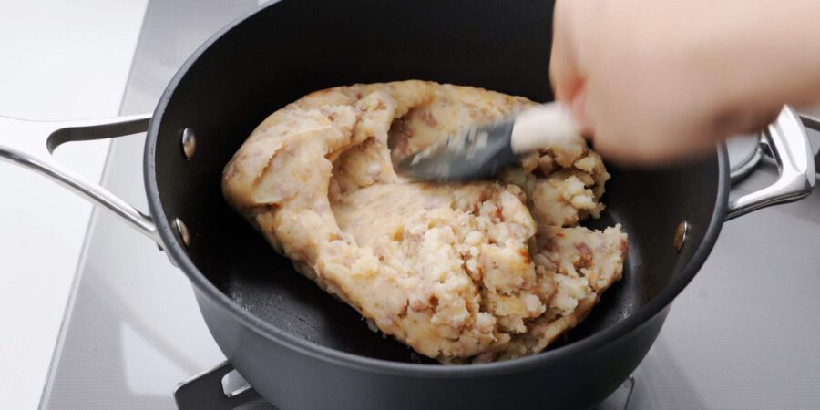 Mashed potatoes meat and onion filling for Japanese Croquettes.