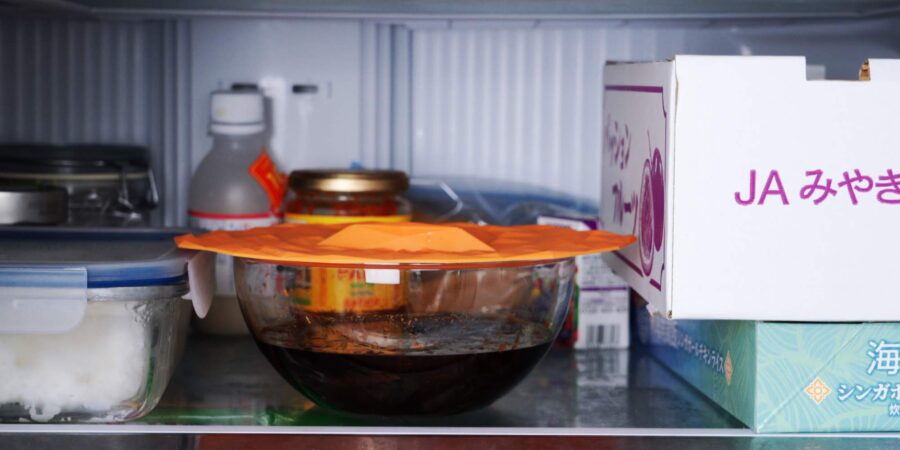 Soy sauce infusing with katsuobushi and konbu.