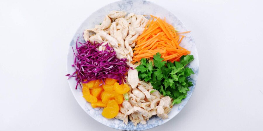 Red cabbage and cilantro added added on top of the salad.