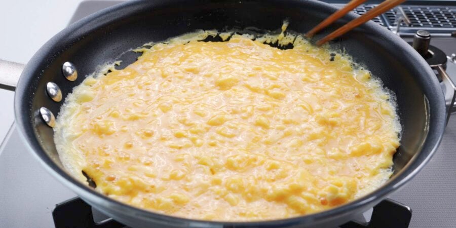 Scrambling Japanese omelette.