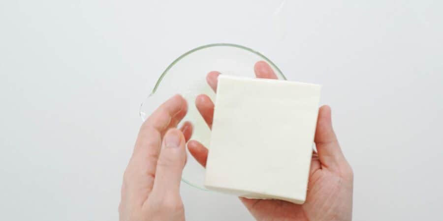 Drain silken tofu.