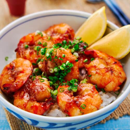 EASY Shrimp Rice Bowl with Garlic Butter Sauce