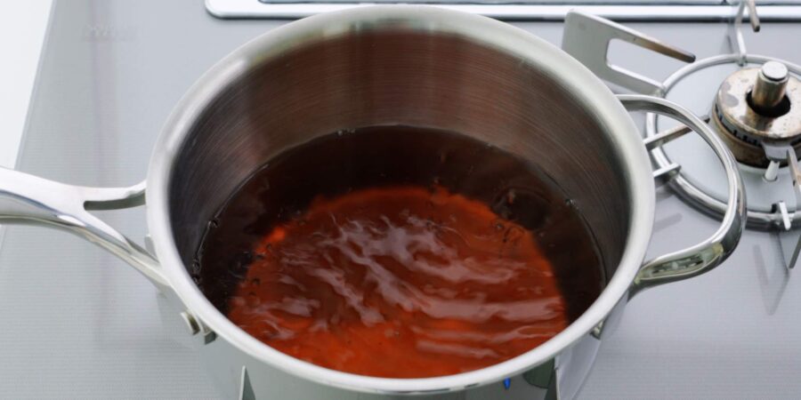 Dashi broth for gyoza soup.