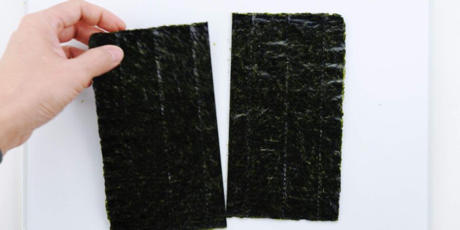 Half sheets of nori for hosomaki rolls.